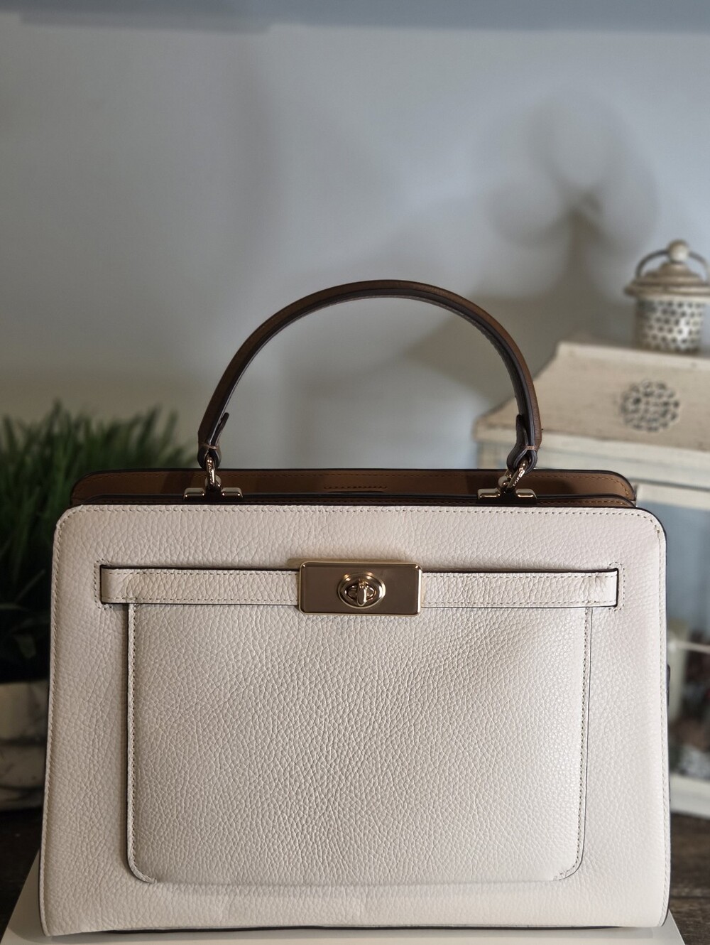 Coach Lane Carryall Colorblock Satchel Bag Chalk/Penny Multi